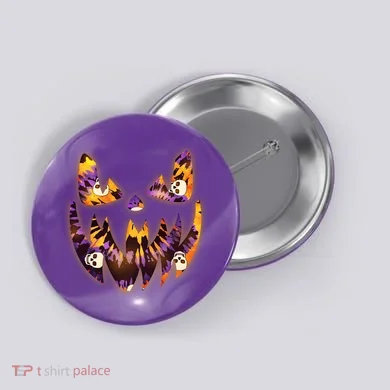 Halloween Tie Dye Jackolantern Face Button