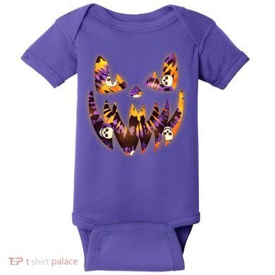 Halloween Tie Dye Jackolantern Face Baby Bodysuit