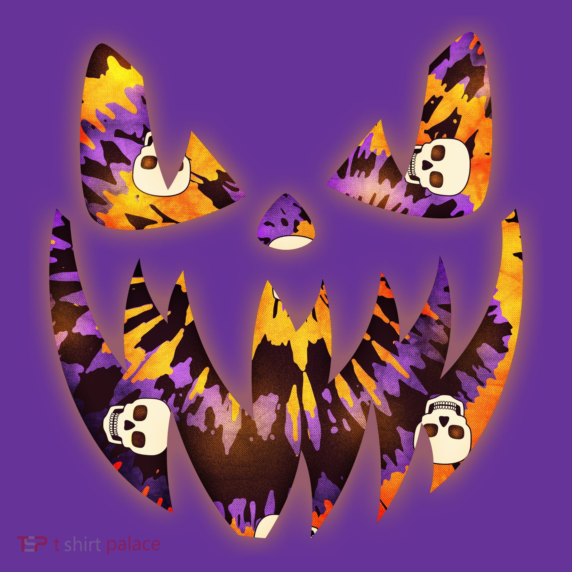 Halloween Tie Dye Jackolantern Face Baby Bodysuit