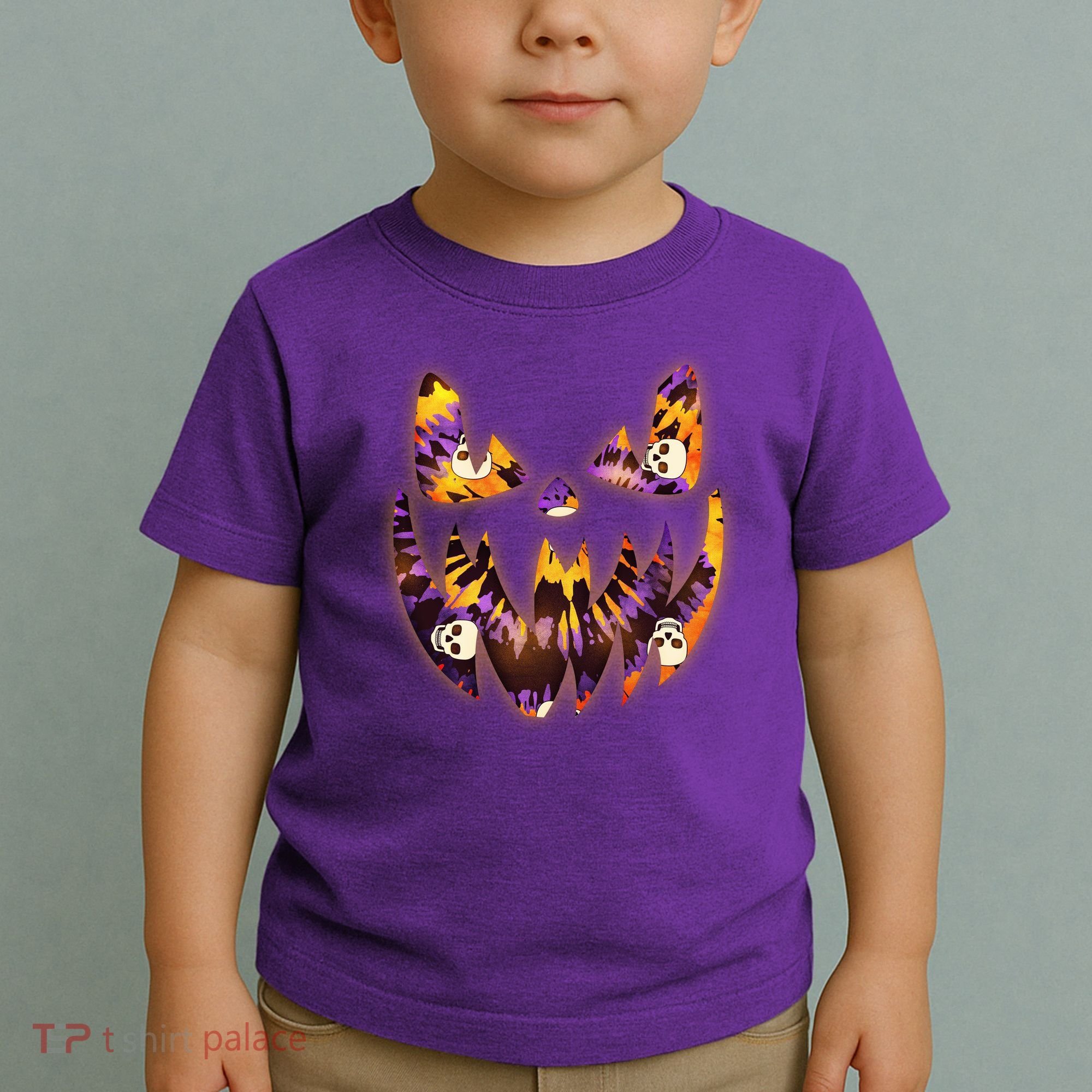 Halloween Tie Dye Jackolantern Face Toddler T-Shirt