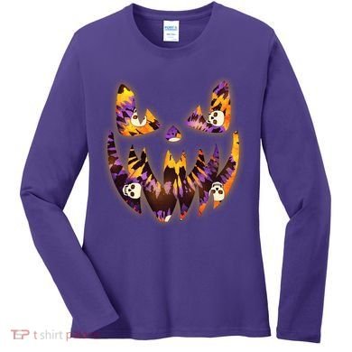 Halloween Tie Dye Jackolantern Face Women's Long Sleeve Shirt