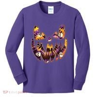 Halloween Tie Dye Jackolantern Face Kids Long Sleeve Shirt thumb 0