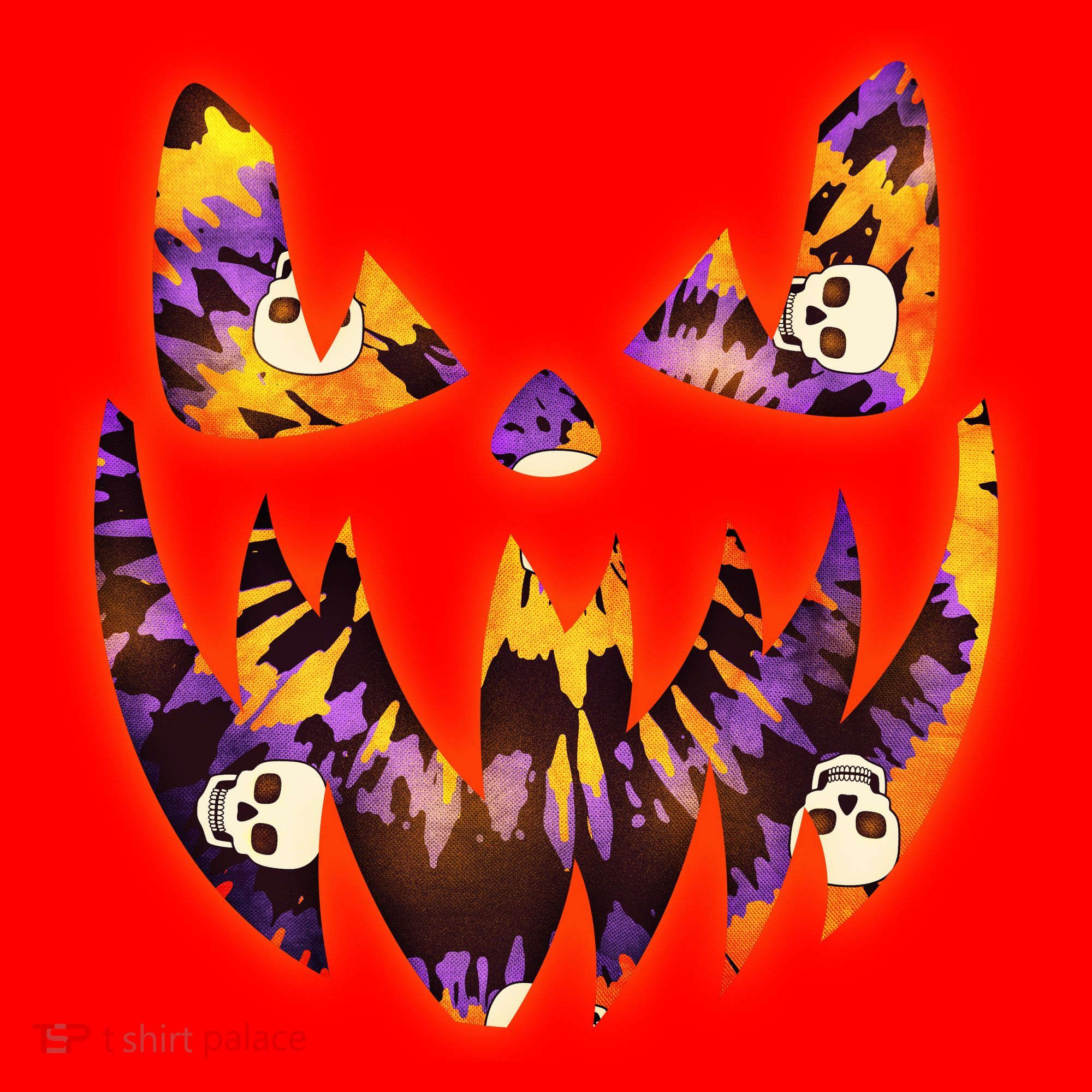 Halloween Tie Dye Jackolantern Face Santa Hat