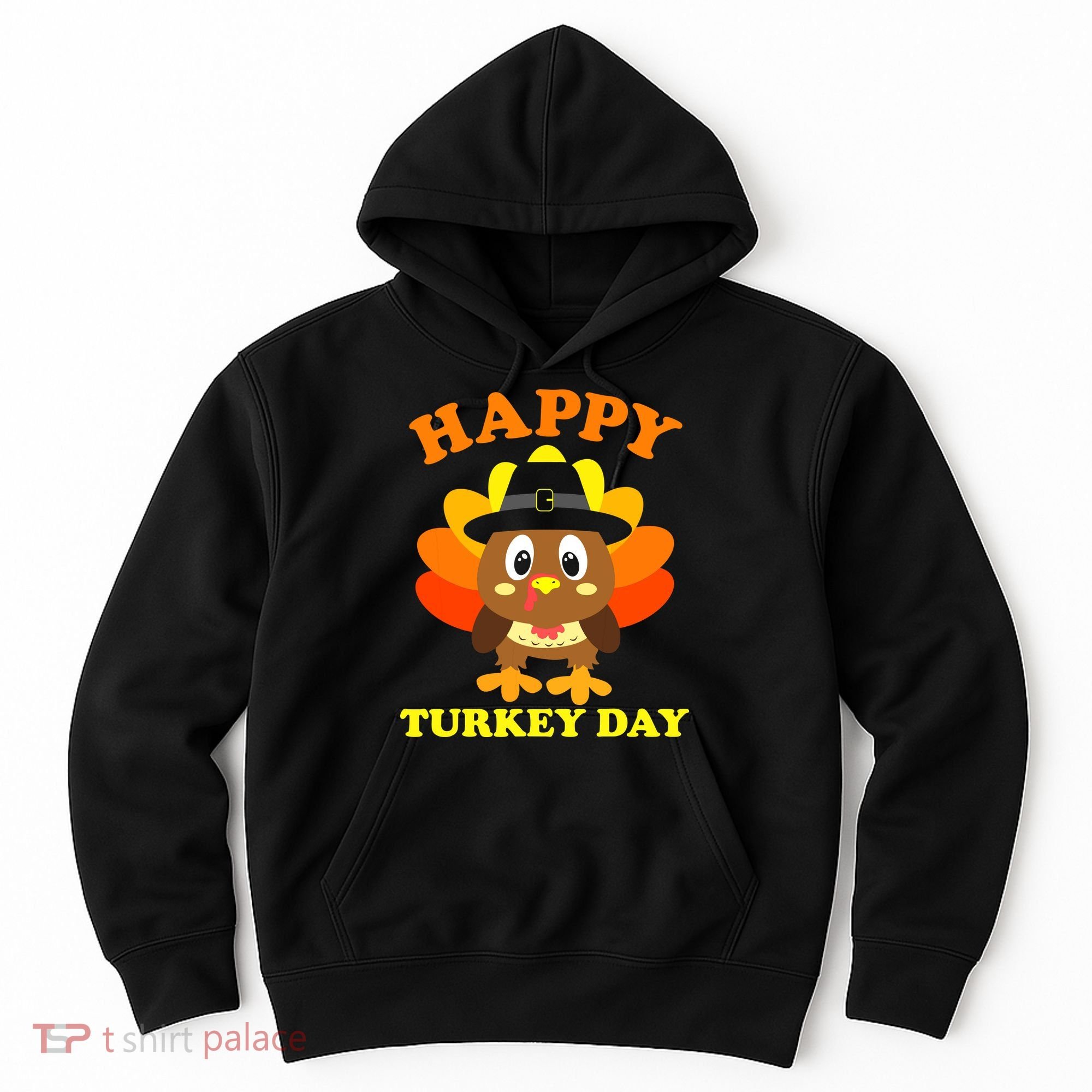 Happy Turkey Day, Cute Little Pilgrim Gift Thanksgiving Hoodie