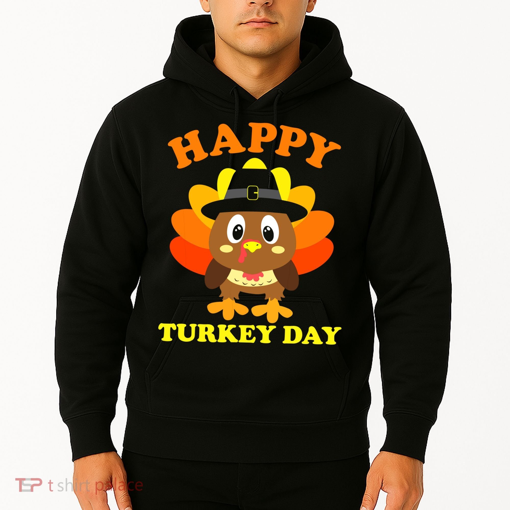 Happy Turkey Day, Cute Little Pilgrim Gift Thanksgiving Hoodie