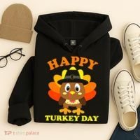 Happy Turkey Day, Cute Little Pilgrim Gift Thanksgiving Hoodie thumb 4