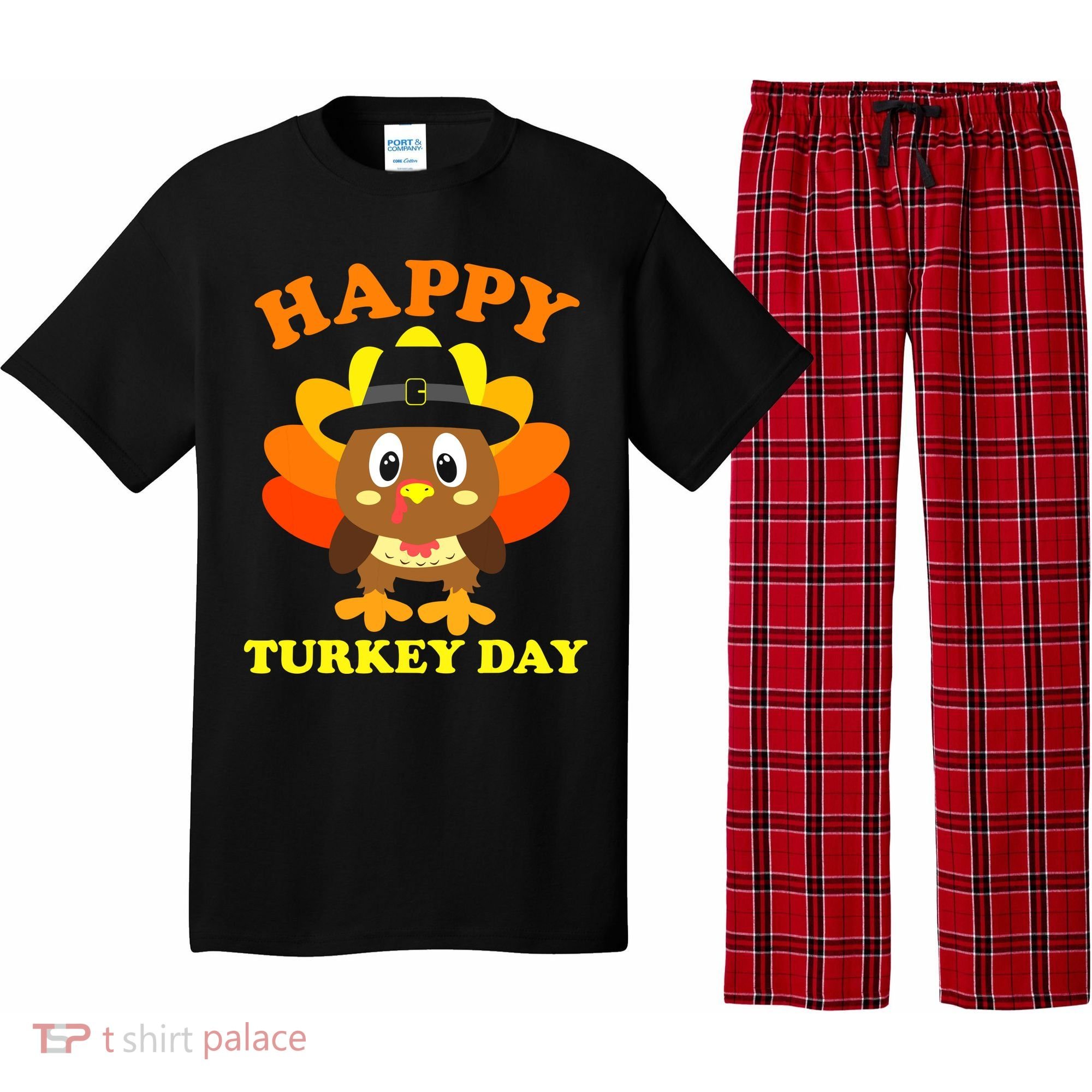 Happy Turkey Day, Cute Little Pilgrim Gift Thanksgiving Pajama Set