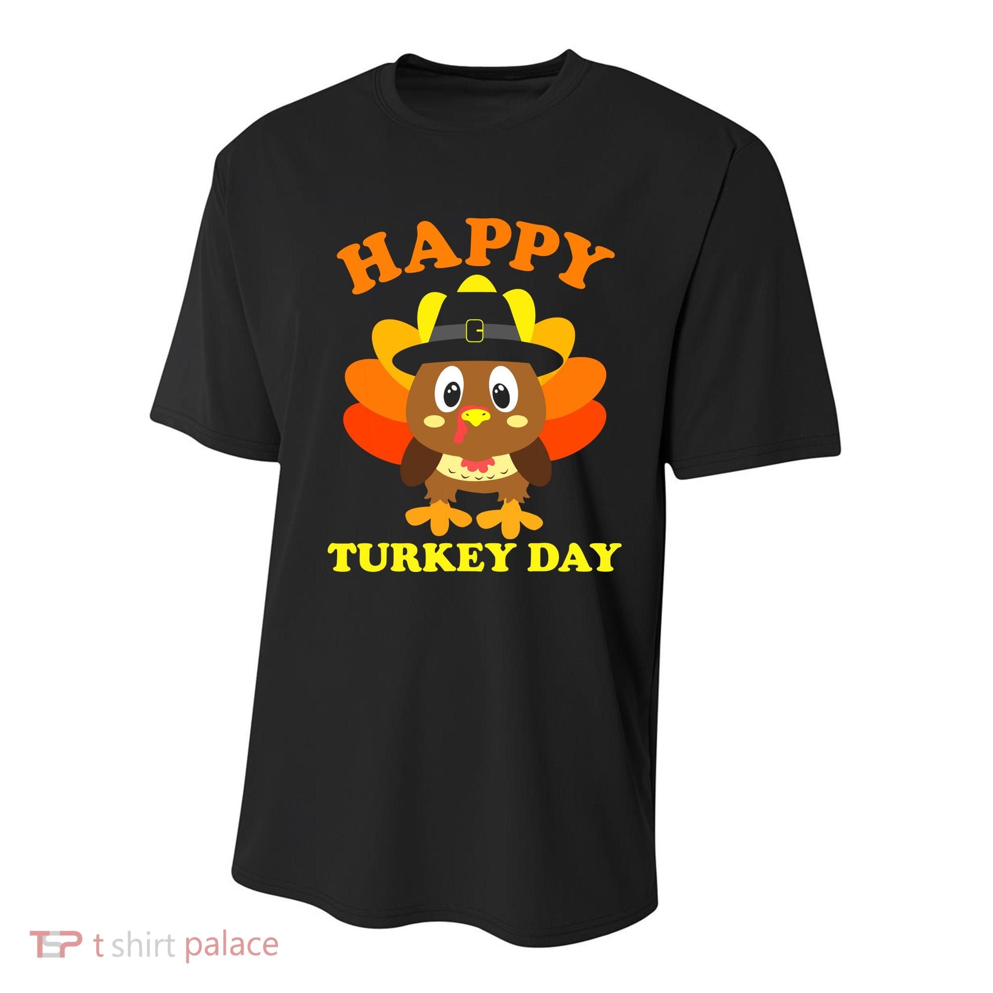 Happy Turkey Day, Cute Little Pilgrim Gift Thanksgiving Youth Performance Sprint T-Shirt