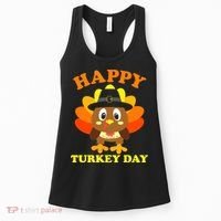 Happy Turkey Day, Cute Little Pilgrim Gift Thanksgiving Women's Tank Top thumb 0