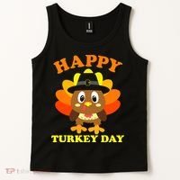 Happy Turkey Day, Cute Little Pilgrim Gift Thanksgiving Tank Top thumb 2