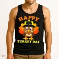 Happy Turkey Day, Cute Little Pilgrim Gift Thanksgiving Tank Top thumb 3