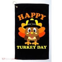 Happy Turkey Day, Cute Little Pilgrim Gift Thanksgiving Golf Towel thumb 0