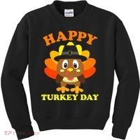Happy Turkey Day, Cute Little Pilgrim Gift Thanksgiving Kids Sweatshirt thumb 0