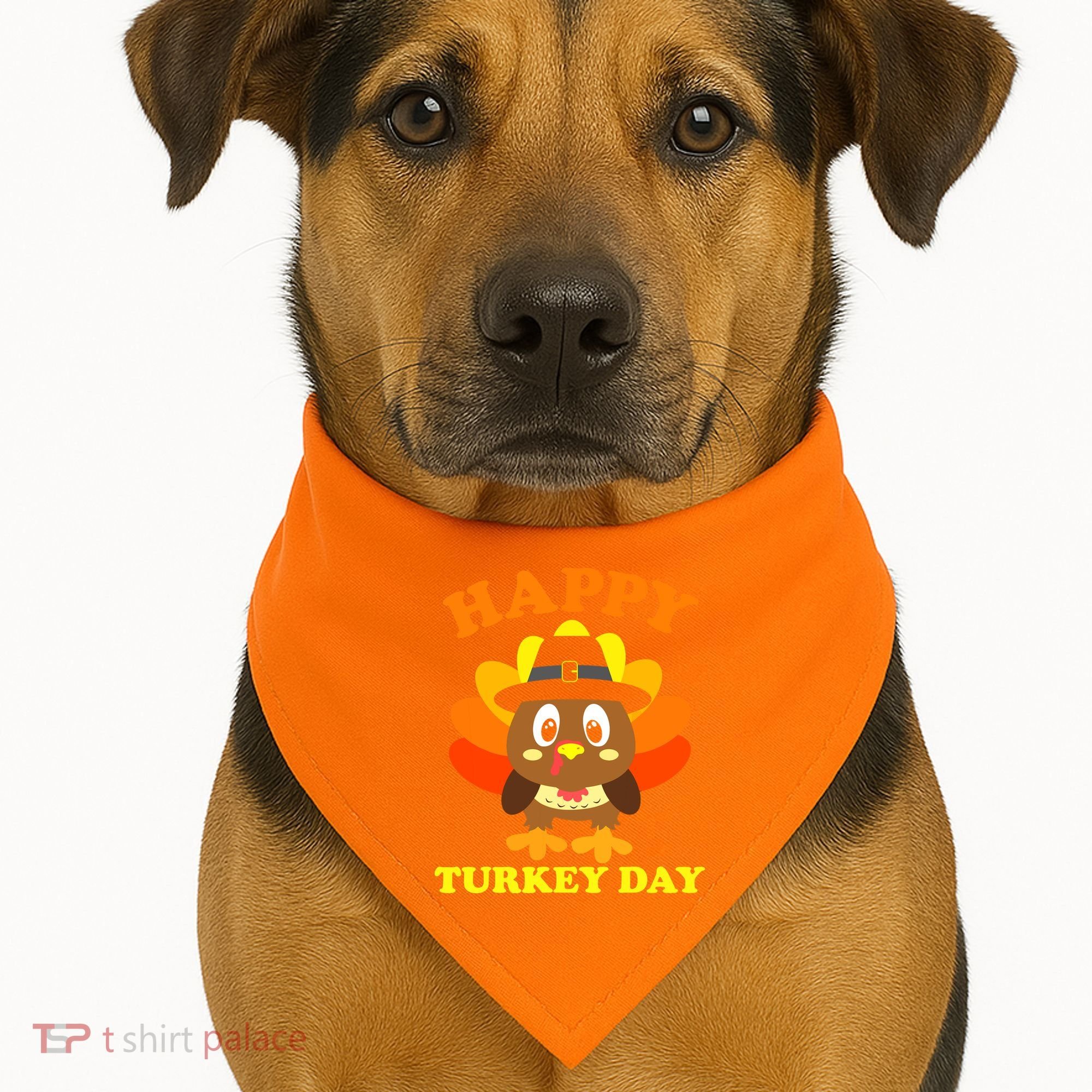 Happy Turkey Day, Cute Little Pilgrim Gift Thanksgiving USA-Made Doggie Bandana