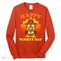Happy Turkey Day, Cute Little Pilgrim Gift Thanksgiving Long Sleeve Shirt thumb 0