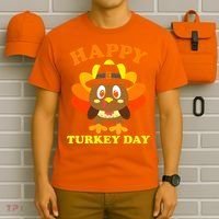 Happy Turkey Day, Cute Little Pilgrim Gift Thanksgiving T-Shirt thumb 6