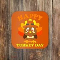 Happy Turkey Day, Cute Little Pilgrim Gift Thanksgiving Coaster thumb 0