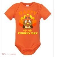 Happy Turkey Day, Cute Little Pilgrim Gift Thanksgiving Baby Bodysuit thumb 0