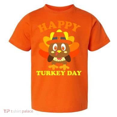 Happy Turkey Day, Cute Little Pilgrim Gift Thanksgiving Toddler T-Shirt