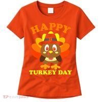Happy Turkey Day, Cute Little Pilgrim Gift Thanksgiving Women's T-Shirt thumb 0