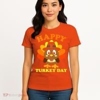 Happy Turkey Day, Cute Little Pilgrim Gift Thanksgiving Women's T-Shirt thumb 4