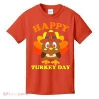 Happy Turkey Day, Cute Little Pilgrim Gift Thanksgiving Kids T-Shirt thumb 0