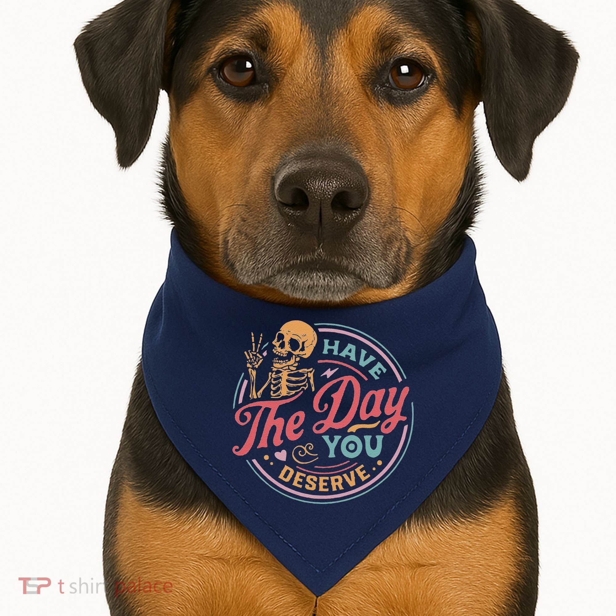 Have The Day You Deserve Inspirational Motivational Skeleton USA-Made Doggie Bandana