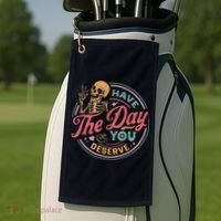 Have The Day You Deserve Inspirational Motivational Skeleton Golf Towel thumb 2