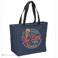 Have The Day You Deserve Inspirational Motivational Skeleton Tote Bag thumb 2