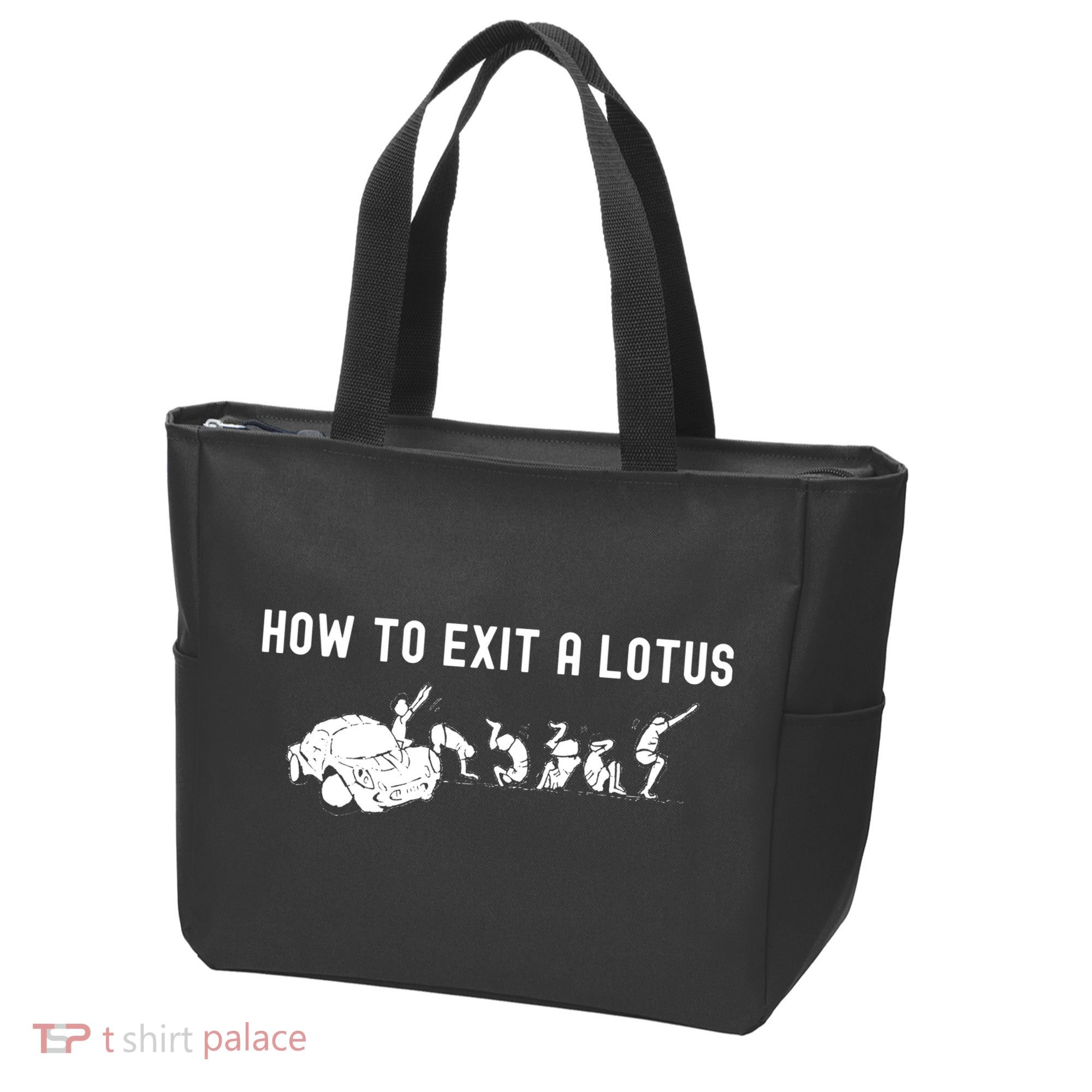 How To Exit A Lotus Racing Car Funny Joke Autocross Drag Gift Tote Bag