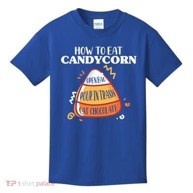 How To Eat Candy Corn Gift Halloween Gift National Candy Corn Day Meaningful Gif Kids T-Shirt