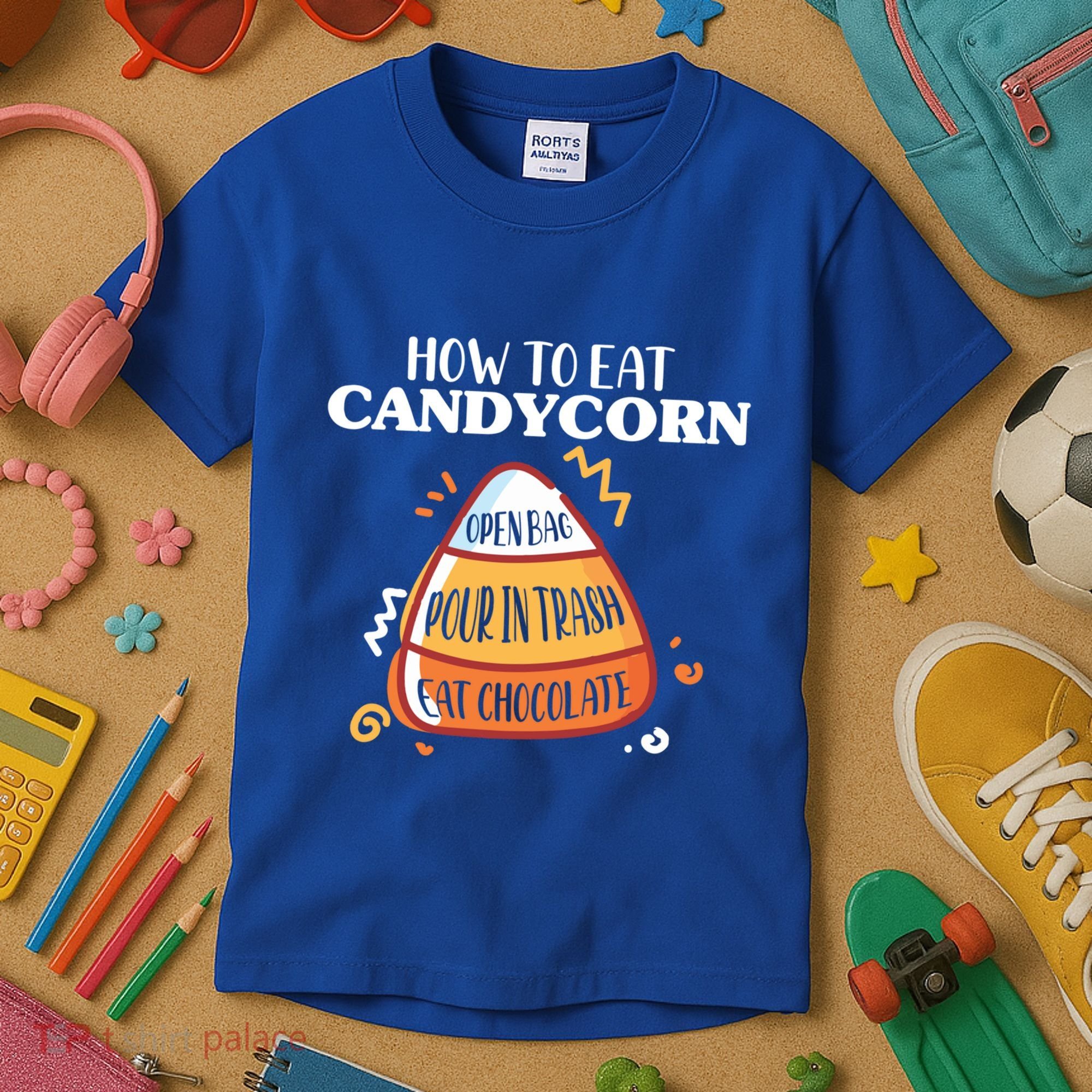 How To Eat Candy Corn Gift Halloween Gift National Candy Corn Day Meaningful Gif Kids T-Shirt