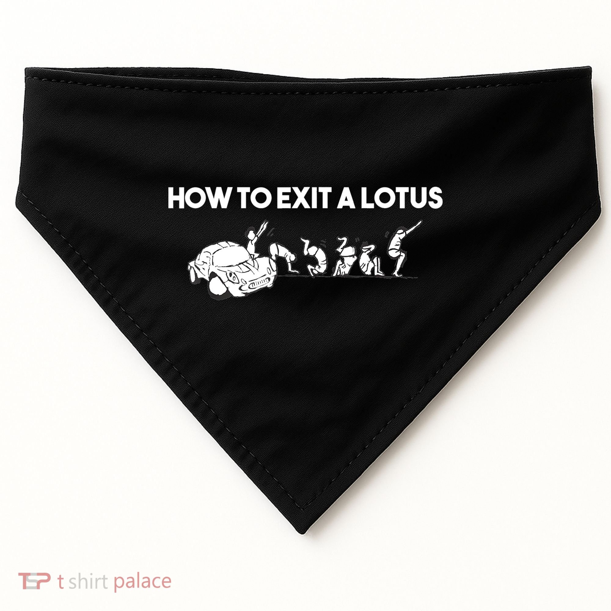 How To Exit A Lotus Racing Car Funny Joke Autocross Drag Gift USA-Made Doggie Bandana