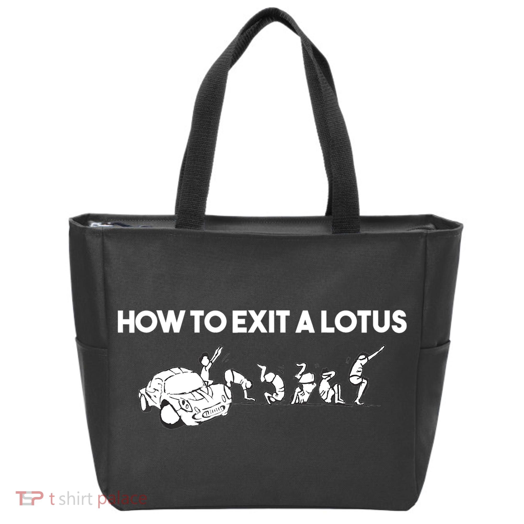 How To Exit A Lotus Racing Car Funny Joke Autocross Drag Gift Tote Bag