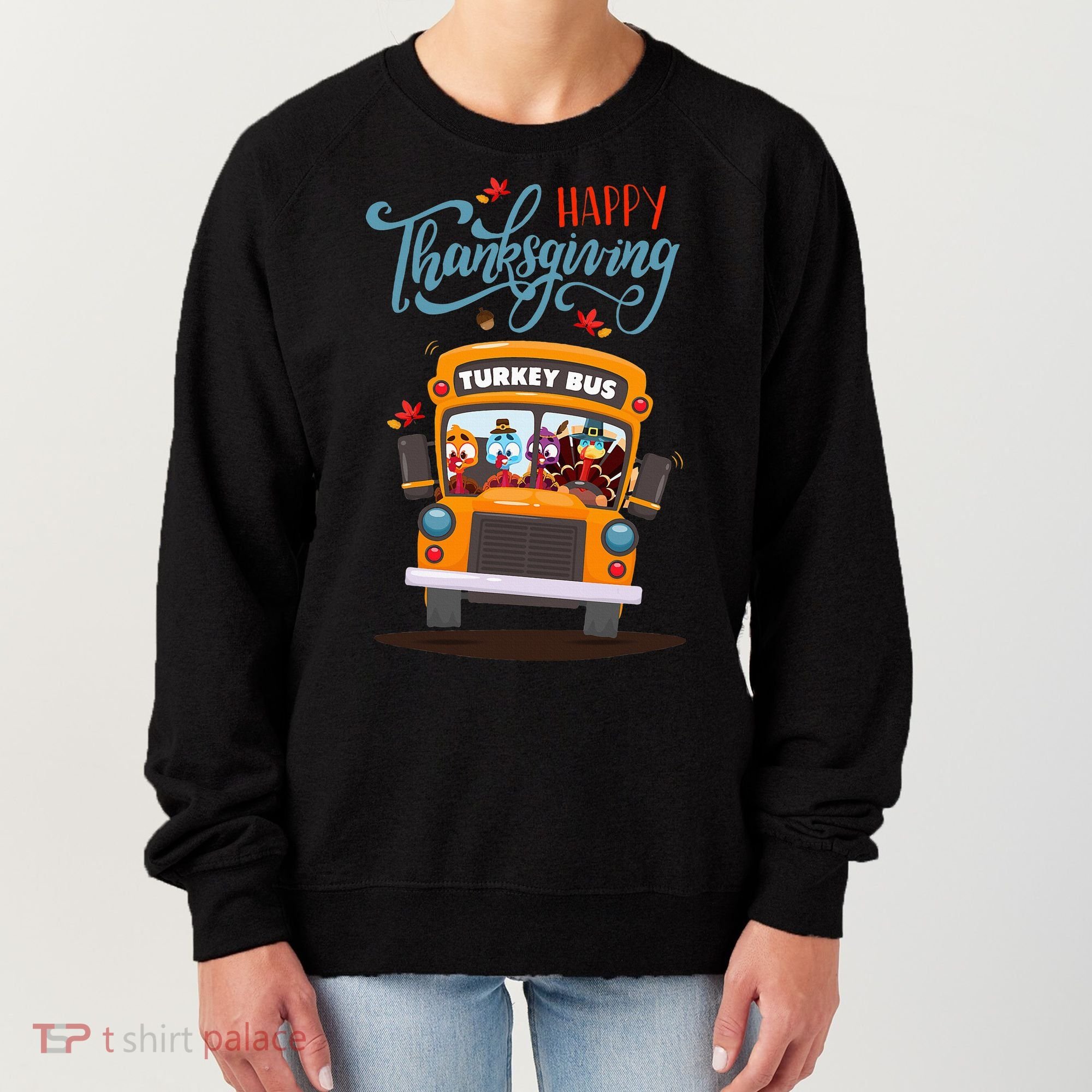 Happy Thanksgiving Fall Turkey School Bus Driver Women's Sweatshirt