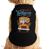 Happy Thanksgiving Fall Turkey School Bus Driver Doggie Tank thumb 0