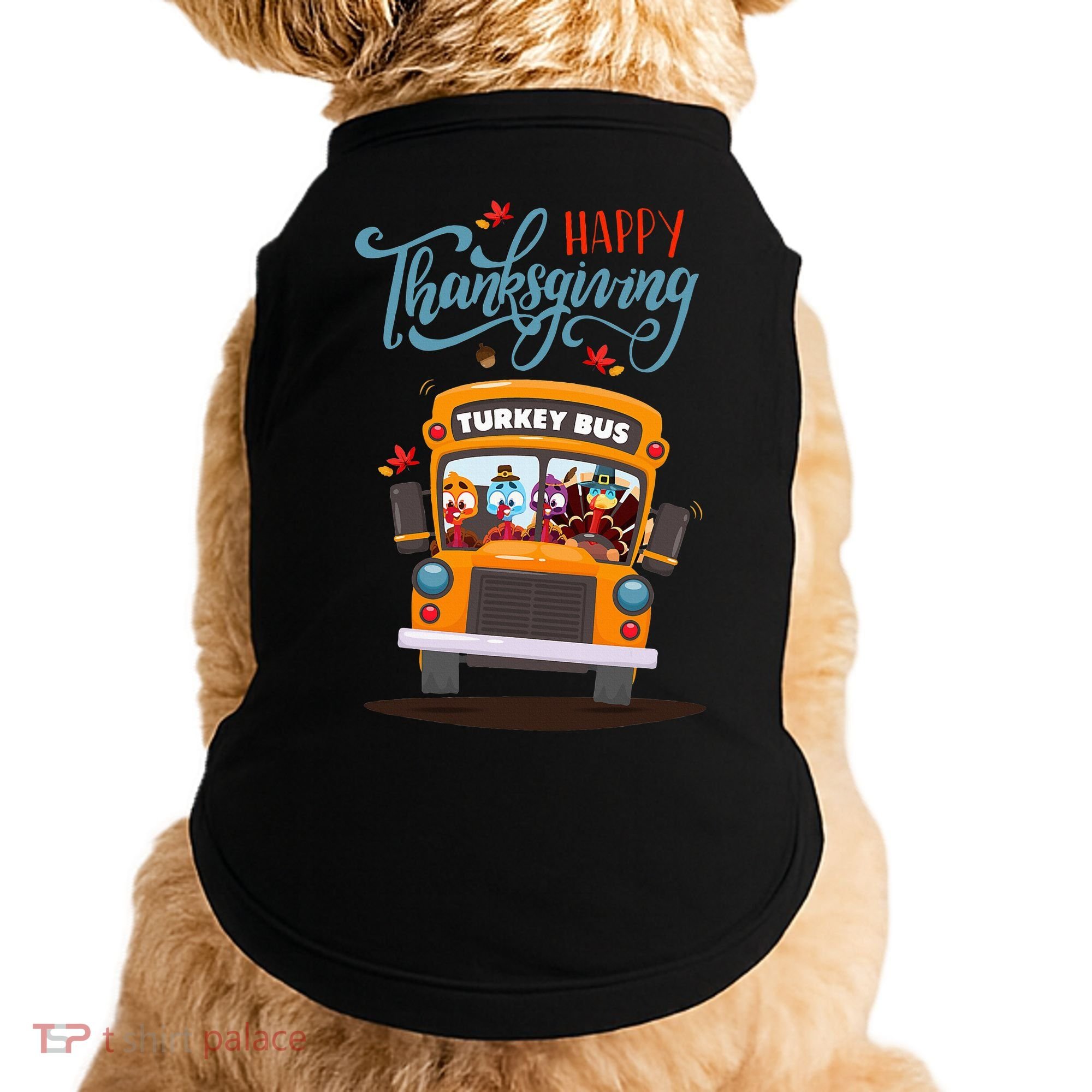 Happy Thanksgiving Fall Turkey School Bus Driver Doggie Tank