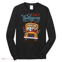 Happy Thanksgiving Fall Turkey School Bus Driver Long Sleeve Shirt thumb 0