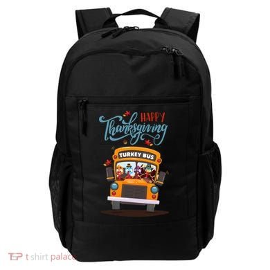 Happy Thanksgiving Fall Turkey School Bus Driver Backpack