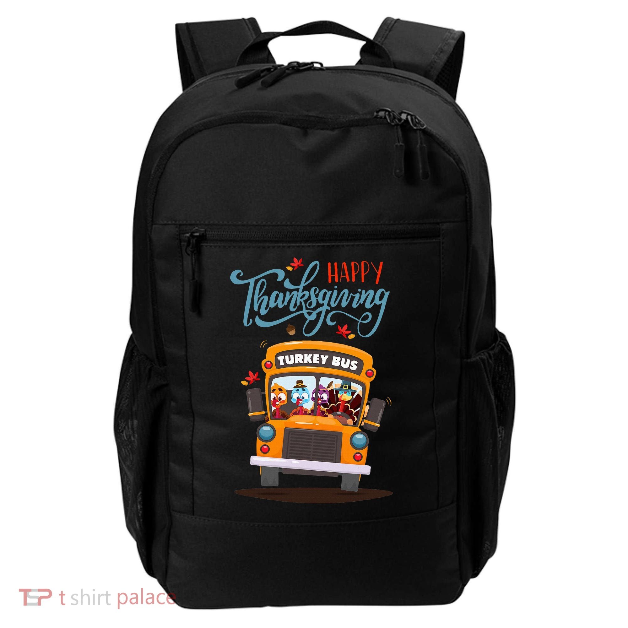 Happy Thanksgiving Fall Turkey School Bus Driver Backpack