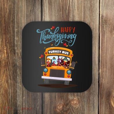 Happy Thanksgiving Fall Turkey School Bus Driver Coaster