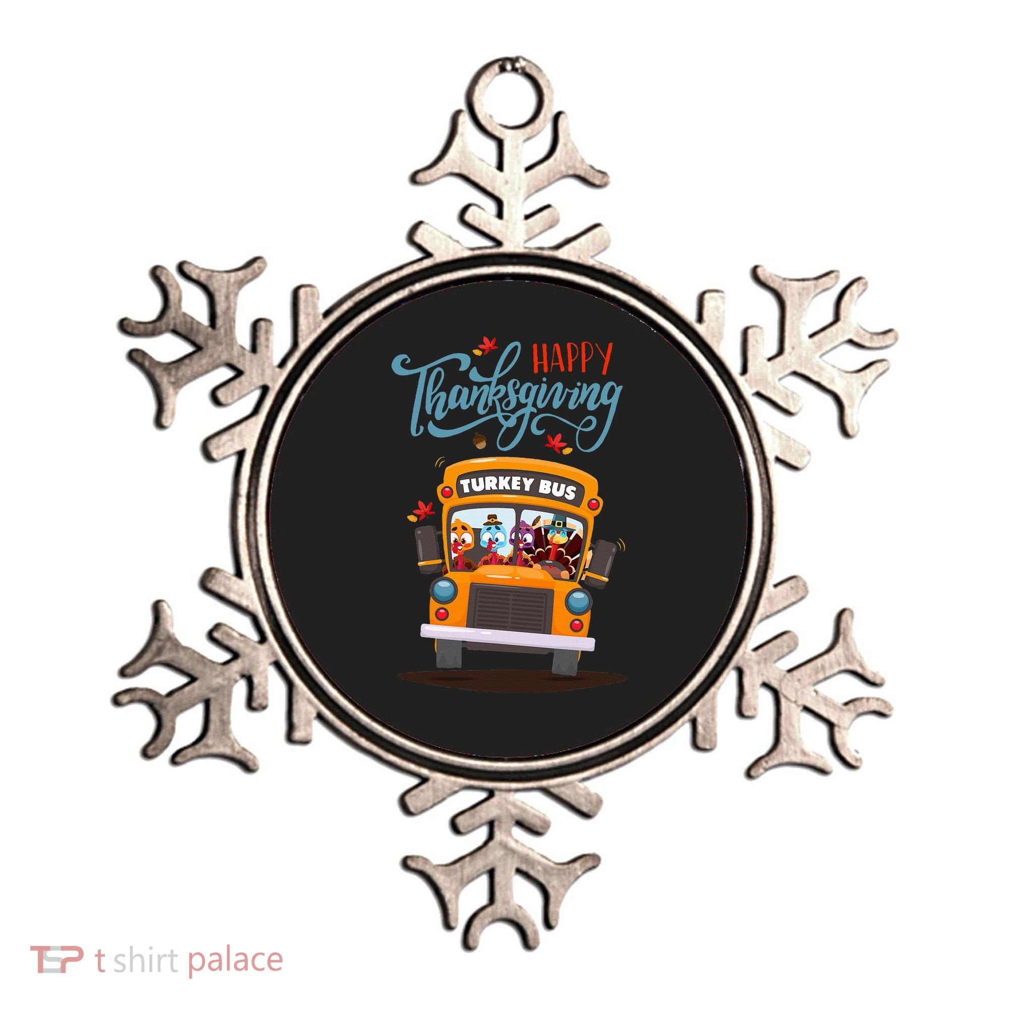 Happy Thanksgiving Fall Turkey School Bus Driver Ornament