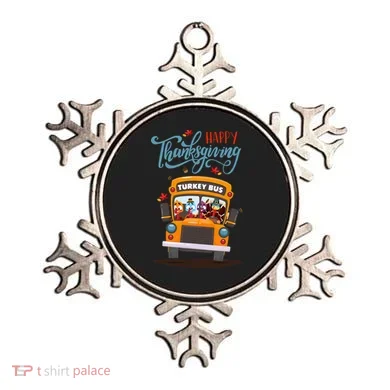 Happy Thanksgiving Fall Turkey School Bus Driver Ornament