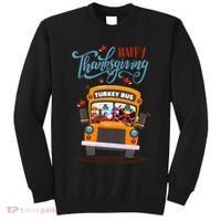 Happy Thanksgiving Fall Turkey School Bus Driver Tall Sweatshirt thumb 0