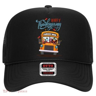 Happy Thanksgiving Fall Turkey School Bus Driver Hat