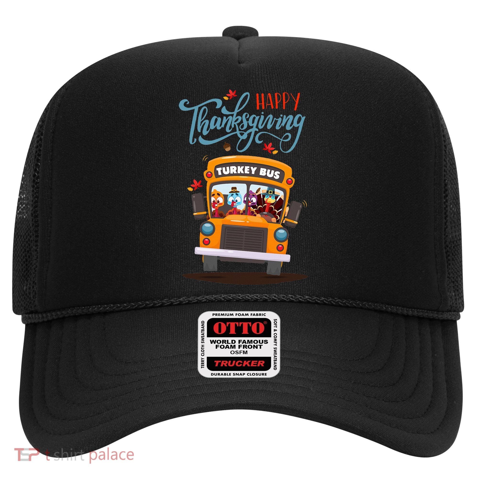 Happy Thanksgiving Fall Turkey School Bus Driver Hat