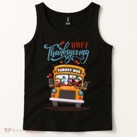Happy Thanksgiving Fall Turkey School Bus Driver Tank Top thumb 2