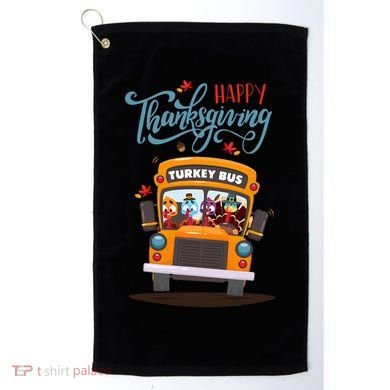 Happy Thanksgiving Fall Turkey School Bus Driver Golf Towel