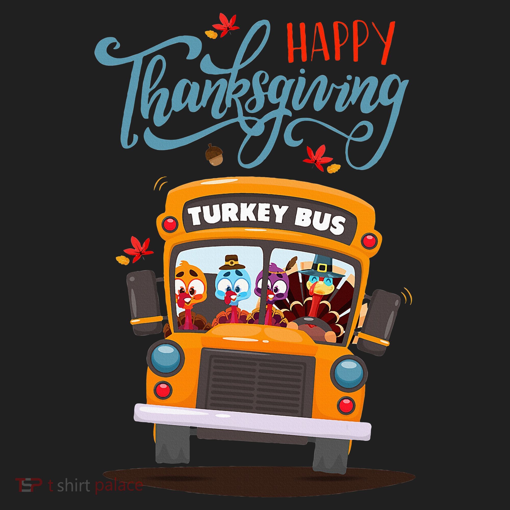 Happy Thanksgiving Fall Turkey School Bus Driver Golf Towel
