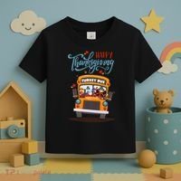 Happy Thanksgiving Fall Turkey School Bus Driver Toddler T-Shirt thumb 3